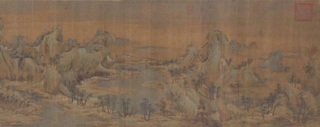 (传)南宋赵伯驹《江山秋色图》卷。