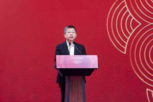 △中央广播电视总台编务会议成员姜文波介绍春晚科技创新应用情况