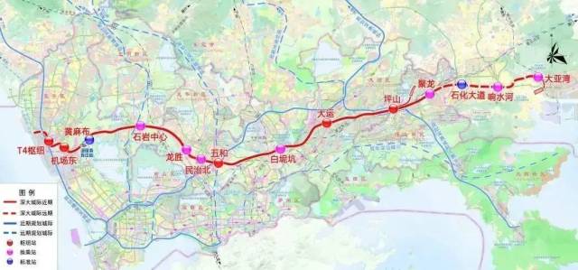 深大城际铁路工程线路平面示意图(以实际建成为准)。 深大城际铁路工程线路平面示意图(以实际建成为准)。