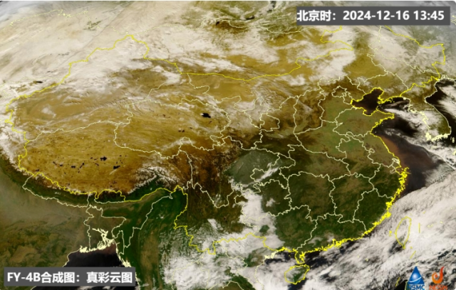 昨天午后的云图，全国大部真是晴朗啊，从华北到华南都看不到几片云。